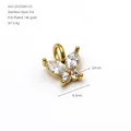 Detailed view of gold plated 316 stainless steel butterfly pendant with sparkling zircons - Butterfly Style (ZA2328G-02) / 8.5MM / Gold