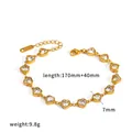 Elegante bracciale in acciaio inossidabile placcato oro 18k con zirconi a forma di cuore - Bracciale Cuore con Strass (TB5253-HT) / Oro