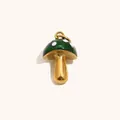 Green enamel mushroom pendant charm with 18K gold plated stainless steel for DIY - Enamel Mushroom Pendant - Gold - Green