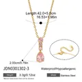 Premium stainless steel necklace with pink teardrop zircon pendant and 18k gold plating. - Pink Teardrop Stone Pendant Style (JDN0301302-3)