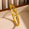 Gold retro cross bracelet featuring red and green gemstone accents in ethnic style - Cross Inlaid Rhinestone (06 Gold)