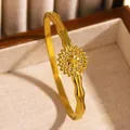 Elegant Bohemian gold stainless steel sunflower bangle with sparkling crystal accents - Sunflower (09 Gold)