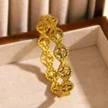 Vintage Bohemian gold-plated stainless steel star and bead pattern bangle bracelet for women - Star Hollow Out (16 Gold)