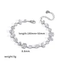 Elegant silver stainless steel bracelet with multifaceted clear cubic zirconia - Transparent Rhinestone Style (TB5244-WT) / Clear