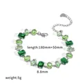 Elegant stainless steel bracelet featuring mixed green zircon stones and adjustable chain - Green Irregular Style (TB5246)