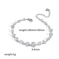Elegant silver stainless steel bracelet featuring clear marquise and oval cubic zirconia - Irregular Transparent Style (TB5248)
