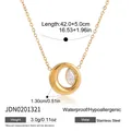 Detailed technical specs of the gold stainless steel necklace with marquise crystal. - Circle Marquise Rhinestone Necklace (JDN0201321) / Gold