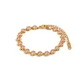 Bracciale di lusso in acciaio inossidabile placcato oro 18K con zirconi rosa - Bracciale Strass Rosa Rotondo con Incastonatura a Griffe (B0928) / Oro e Rosa