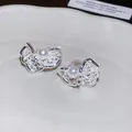 Detailed macro shot of sparkling zircon butterfly ear clips with central pearls. - 2# Ear Clip-Silver