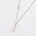 Detail of stainless steel double chain necklace with gold bar pendant - Steel