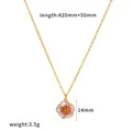 Primer plano detallado del collar de flores vintage dorado con dimensiones y peso total - Blanco (TN3783-WT)