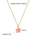 Detailed view of vintage 18k gold stainless steel necklace with pink flower pendant - Light Pink (TN3784-PK)