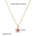 Detail view of vintage enamel flower necklace showing 14mm pendant and length details - White Red Edge (TN3784-WT)