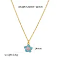 Collana delicata con ciondolo a fiore in smalto celeste in acciaio inossidabile placcato oro 18K - Blu e Rosa (TN3784-BL)