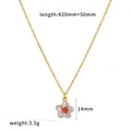 Elegante collana a fiore placcata oro 18k con ciondolo in smalto bianco da donna - Rosso e Bianco (TN3784-WT)