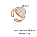 Detailed view of 18K gold plated geometric open ring showing 17.4mm inner diameter - Geometric Open Ring / White