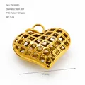 18K gold plated stainless steel heart pendant with hollow grid design for DIY jewelry - Hollow Heart (ZA2000G)