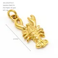 14K gold plated 316 stainless steel lobster charm pendant for DIY jewelry making - Golden Lobster (ZA2297G-01)