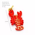 Elegant red lobster shaped 316 stainless steel pendant with PVD 14K gold plating finish - Red Lobster (ZA2297G-02)
