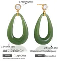 Detailed dimensions and weight specifications for green resin teardrop earrings in gold - Forest Green Style (JDE0104300-GN)