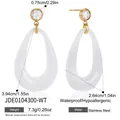 Detailed size and material specs for gold plated stainless steel resin drop earrings - Ivory White Style (JDE0104300-WT)