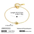 Elegant gold flower bracelet made of waterproof stainless steel with adjustable chain - Small Blue Flower Charm Style (JDB0203322) / 16.5+3.0cm / Gold