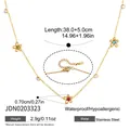 Stainless steel flower necklace in gold finish with colorful crystals and parameters - Colorful Five-Petal Flower Style (JDN0203323)