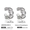 Premium silver stainless steel ear cuff featuring elegant teardrop cubic zirconia - Water Drop Rhinestone Ear Cuff / Silver (JDE0301326-S)