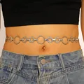 Chaîne de taille argentée Y2K bohème vintage avec maillons circulaires texturés femme - Argent (DZ-191)