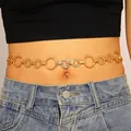 Élégante ceinture chaîne à cercles multiples en métal doré style bohème Y2K pour femmes - Or (DZ-574)