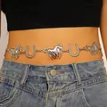 Élégante chaîne de taille argentée avec fer à cheval et cheval pour femme style Y2K - Argent (0228)