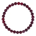 Genuine 6mm dark red natural garnet beaded bracelet featuring polished round crystal stones - Natural Garnet Bracelet