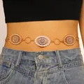 Chaîne de taille vintage bohème Y2K dorée avec des médaillons de perles décoratifs - Or (2221)