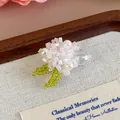 Ciondolo per scarpe a fiori fatto a mano con perle e cristalli per zoccoli - Cluster di Fiori Rosa e Bianco Stile Coreano (27337-3)