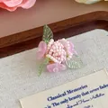 Elegante charm per scarpe a fiore con perline rosa fatto a mano per decorare zoccoli - Fibbia a Petali Opachi Rosa e Verde (27337-5)