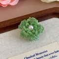 Squisito ciondolo per scarpe a fiore con perline verdi per decorazione scarpe DIY - Fiore con Perline Fatto a Mano Verde Fresco (27337-7)