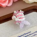 Ciondolo per scarpe fatto a mano con perle e coda di sirena per zoccoli da giardino - Coda di Pesce Glitterata Stile Principessa (27337-11)