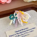 Fibbia per scarpe a fiori colorati fatti a mano per scarpe jelly stile principessa - Combinazione di Perline Opache Multicolore (27337-14)