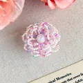 Ciondolo per scarpe a fiore in perline fatto a mano rosa e viola per scarpe jelly - Fiore in Perle Iridescenti Colorate (27965-12)