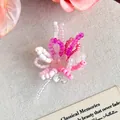 Elegante ciondolo a fiore in perline rosa e bianco per decorazione scarpe fai da te - Combinazione Multimateriale Stile Principessa Viola Rosso (27965-13)