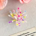 Accessorio floreale con perle di cristallo colorate per scarpe da giardino bambina - Fiore con Perline Trasparente Iridescente (27965-17)