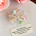 Bellissimo ciondolo per scarpe a fiore fatto a mano con perle di cristallo colorate - Fiore con Perline Colore Gelatina Iridescente (27965-27)