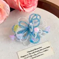 Charm per scarpe a fiori con perline blu e trasparenti per decorazione DIY - Mix di Fiori Macaron Blu e Bianco (27965-33)