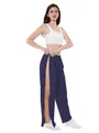 Easy-wear dark blue nursing trousers for bedridden patients featuring side Velcro straps - S / Navy Blue