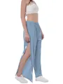 Detail view of light blue adaptive nursing pants with side snap buttons for patients. - S / Light Gray