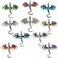 Vintage enamel flying dragon brooches set in multiple colorful rhinestone designs - Style Combination