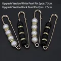 Set of 4 decorative safety pins with white and black pearls for waist adjustment, 7.5cm - Classic Black And White Bead Set