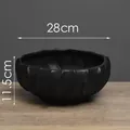 Grande ciotola per frutta nera Wabi-sabi in ceramica, diametro 28 cm, trama organica - Stile Ondulato Rotondo - Grande / Nero