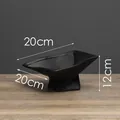 Modern black Wabi-sabi pedestal tray for fruit storage with 20x20x12cm dimensions - Rectangular Geometric Style - Small / Black