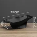 Elegant modern black wabi-sabi ceramic fruit bowl centerpiece, 30x20x12.5cm size - Rectangular Geometric Style - Large / Black